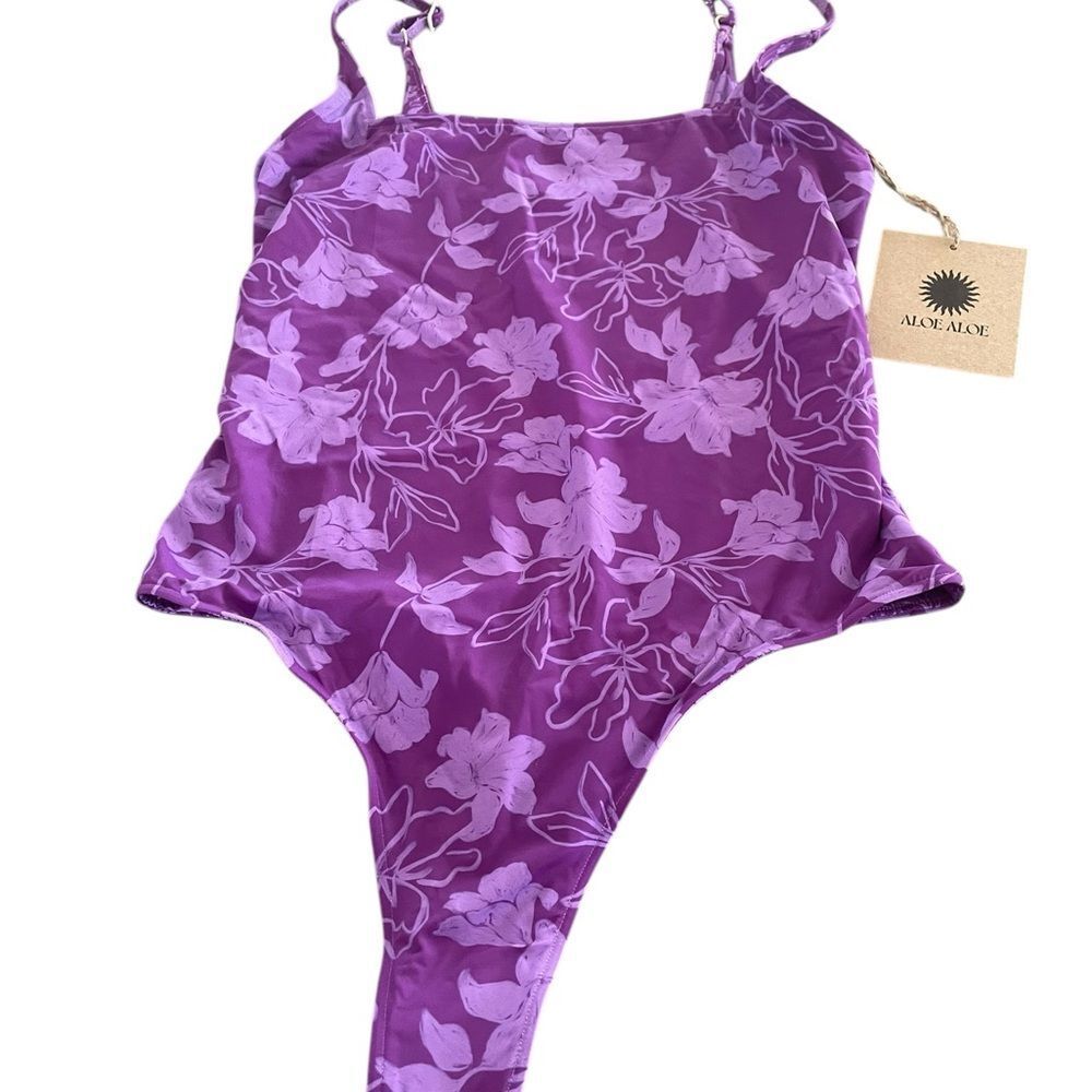 Aloe Aloe Cheeky XL Purple Floral One-Piece Swimsuit - Picture 5 of 7